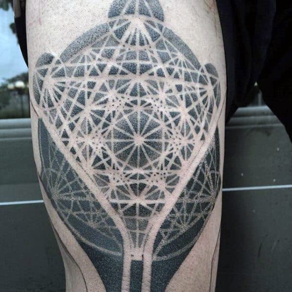 Gentleman With Geometric Leg Tattoo