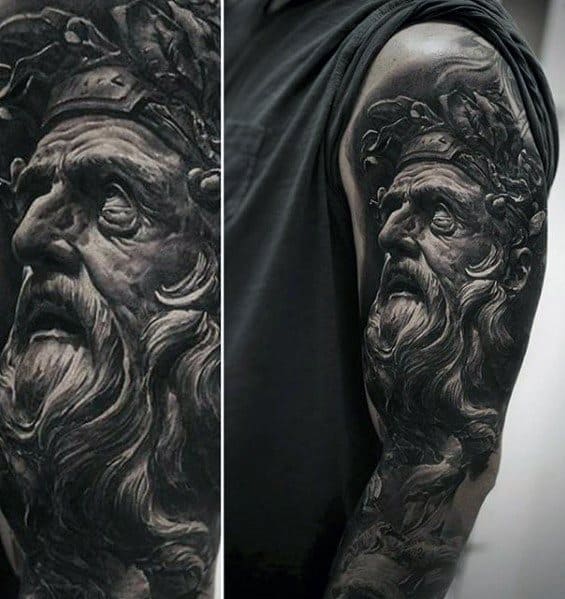 Gentleman With Half Sleeve Roman Statue Tattoo