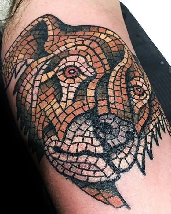Gentleman With Inner Arm Bicep Animal Mosaic Tattoo