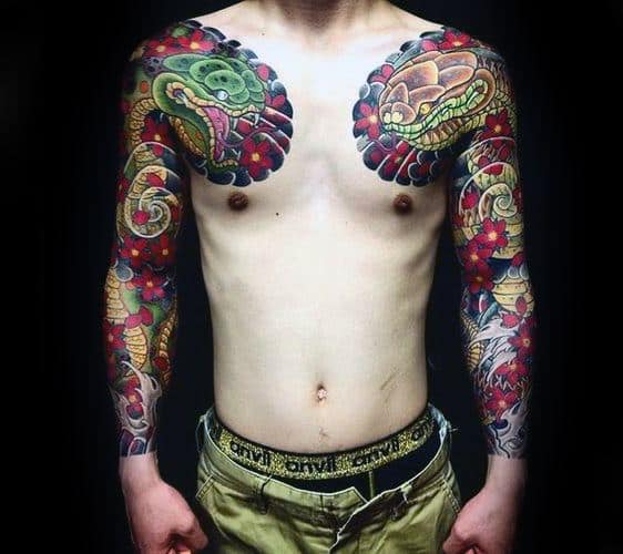 gentleman-with-japanese-snake-full-arm-sleeve-tattoo