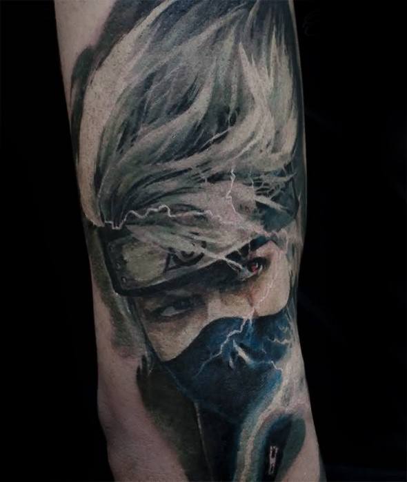 Gentleman With Kakashi Tattoo On Arm