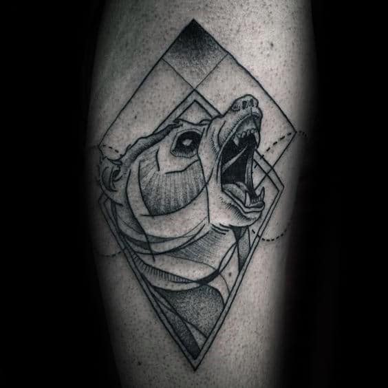 Gentleman With Manly Geometric Bear Tattoo