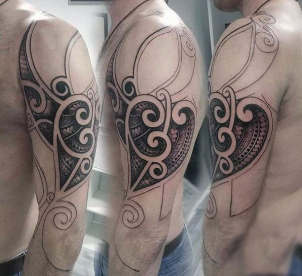 Gentleman With Maori Half Sleeve Tattoo