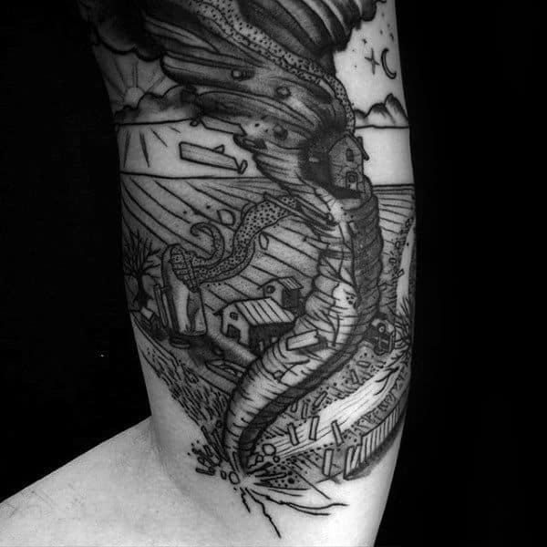 Gentleman With Masculine Tornado Arm Tattoo