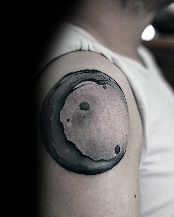 Gentleman With Moon Upper Arm Shoulder Cap Small Unique Tattoos