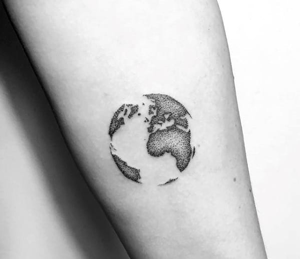 Gentleman With Negative Space Awesome Simple Globe Forearm Tattoo