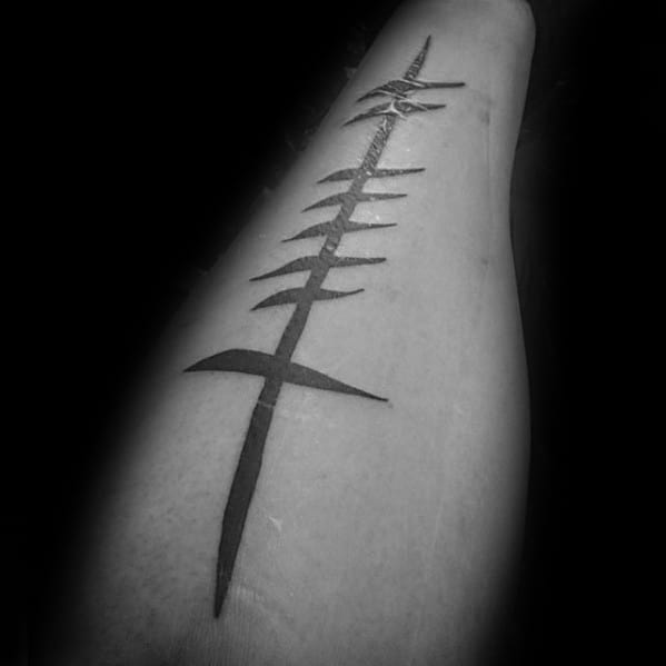 Gentleman With Ogham Tattoo On Inner Forearm
