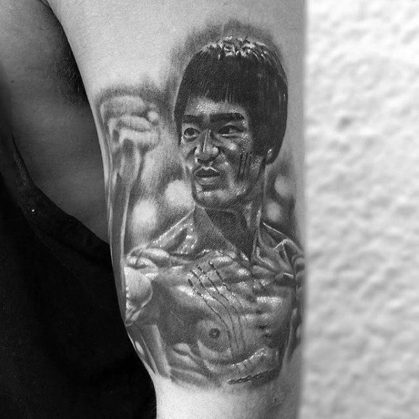 Gentleman With Outer Arm Bruce Lee Tattoo
