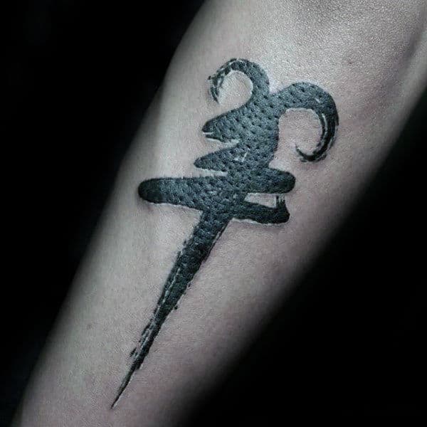 Gentleman With Paintbrush Stoke Small Goat Tattoo