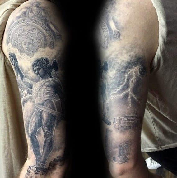 Gentleman With Perseus Tattoo On Arm