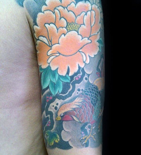 Gentleman With Pheasant Tattoo Half Sleeve