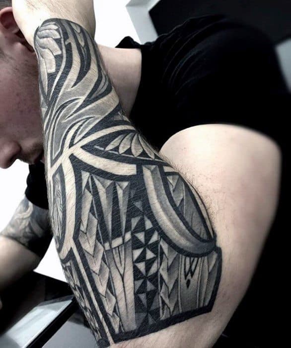 Gentleman With Polynesian Unique Forearm Tattoo Design
