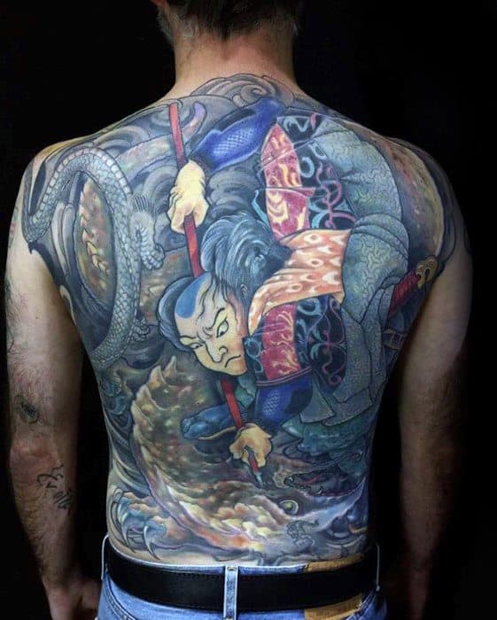Gentleman With Rad Full Back Chinese Tattoo