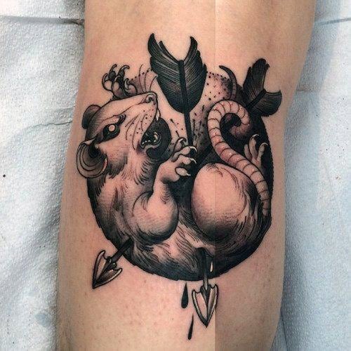 Gentleman With Rat Arrows Circle Arm Tattoo