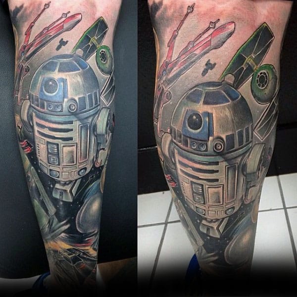 Gentleman With Rd2d Star Wars Themed Leg Sleeve