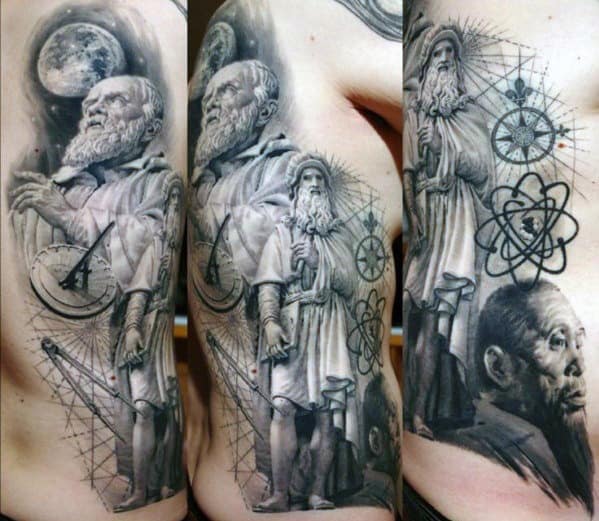 Gentleman With Rib Cage Side And Back 3d Socrates Tattoo