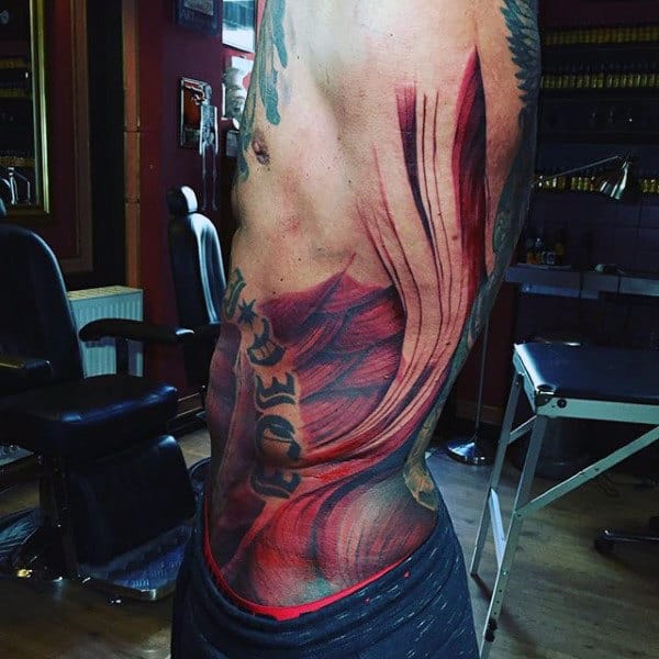 Gentleman With Rib Cage Side Muscle Tattoo