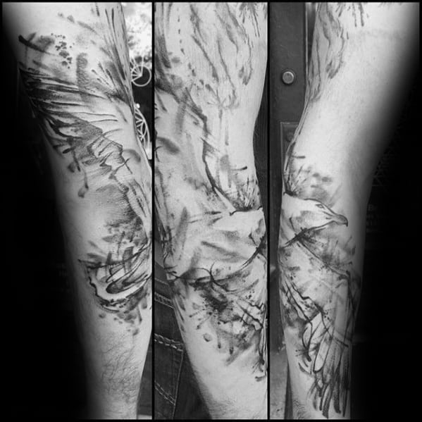 Gentleman With Seagull Watercolor Full Arm Tattoo