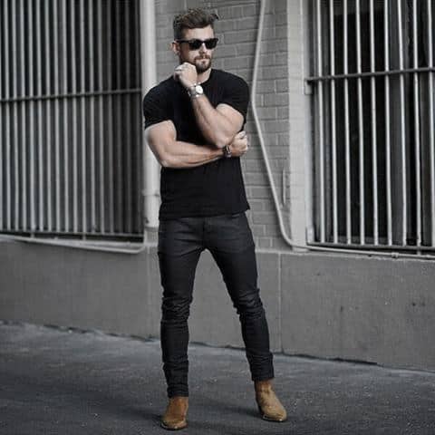 Gentleman With Sharp Casual Wear Style Black Shirt With Black Jeans