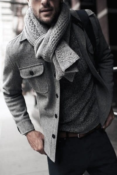Gentleman With Sharp Fall Outfits Style Grey Color