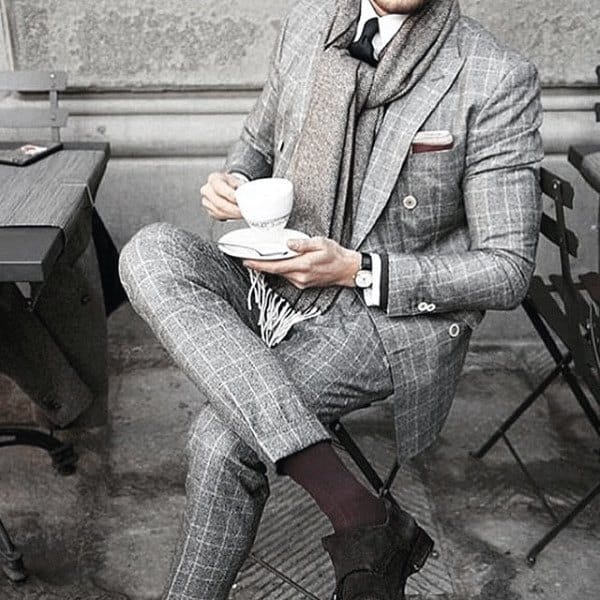 Gentleman With Sharp Grey Suit Style