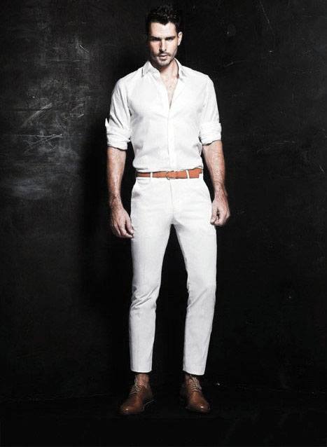 Gentleman With Sharp Stylish Blazer Pants All White Outfit