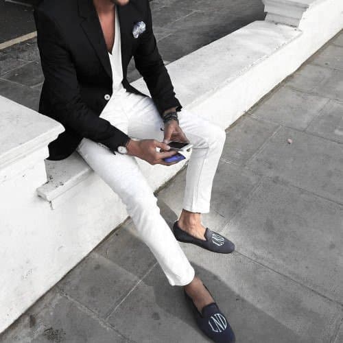 Gentleman With Sharp White Jeans What To Wear With Blazer Outfits