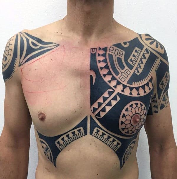 Gentleman With Shoulder Tribal Tattoo