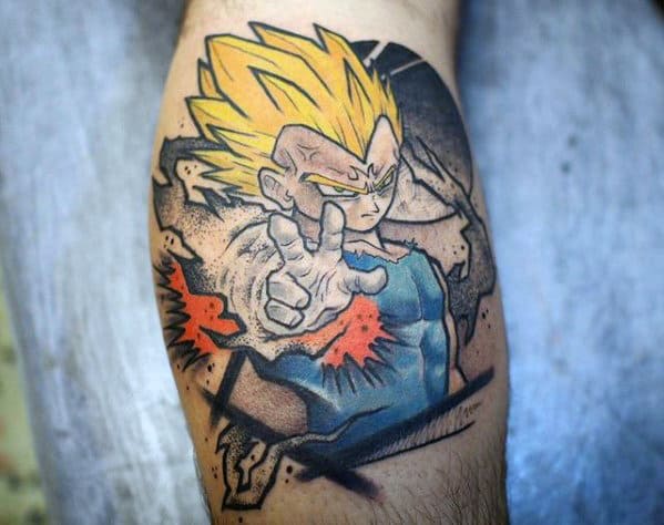 Gentleman With Small Leg Calf Vegeta Themed Tattoo Design