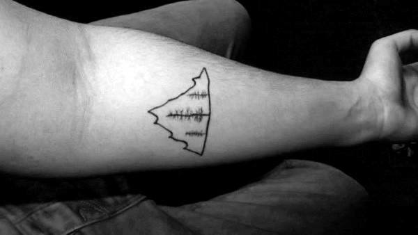 Gentleman With Small Simple Mountain Pine Tree Skiing Tattoo