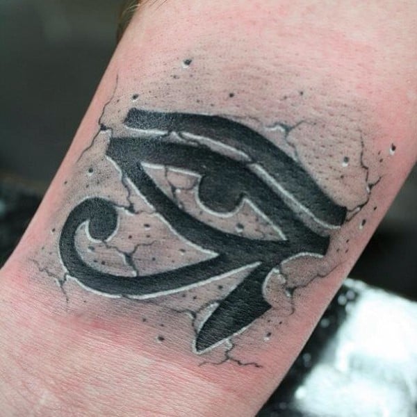 Gentleman With Stone Eye Of Horus Wrist Tattoo
