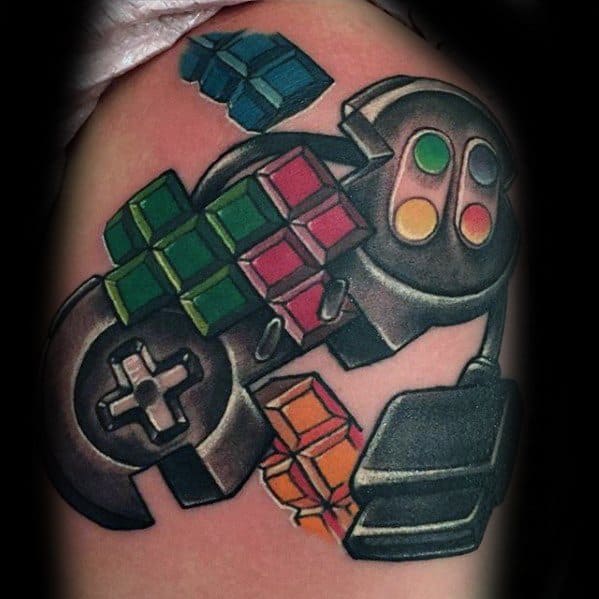 Gentleman With Tetris Tattoo On Upper Arm