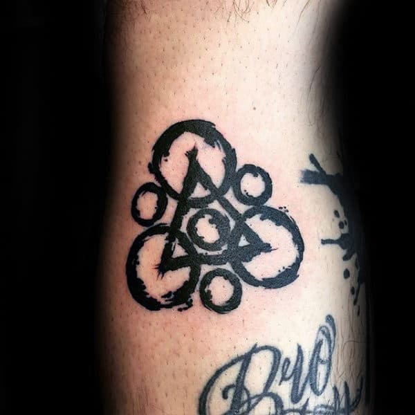 Gentleman With Triangle And Circles Brush Stroke Small Tattoo