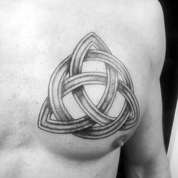 Gentleman With Trinity Celtic Knot Tattoo On Chest