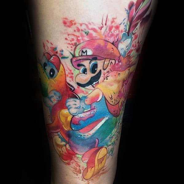 Gentleman With Watercolor Forearm Yoshi Tattoo