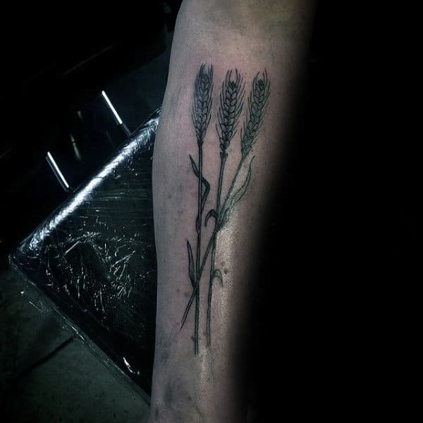 Gentleman With Wheat Inner Forearm Tattoos