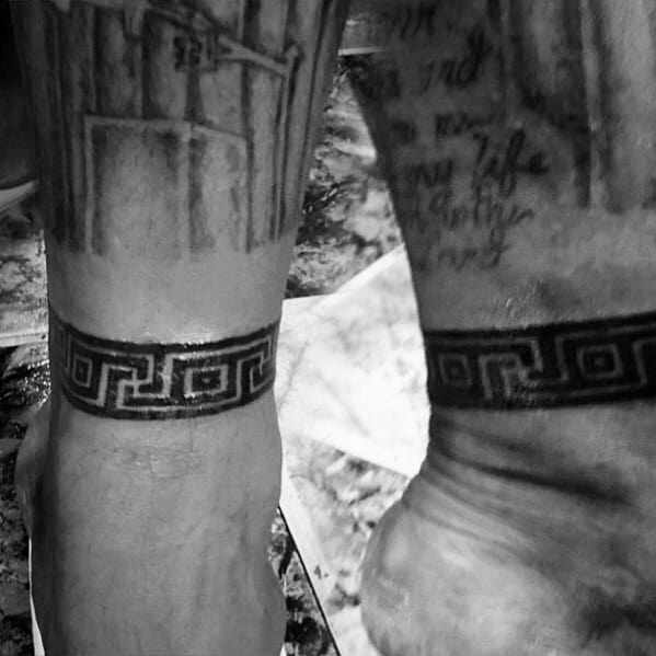 Gentlemens Ankle Band Pattern Negative Space Tattoo Ideas