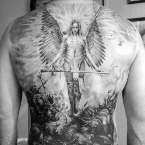 Gentlemens Full Back Valkyrie Tattoo Ideas