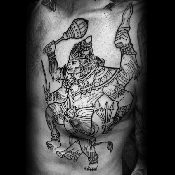 Gentlemens Hanuman Tattoo Ideas Rib Cage Side