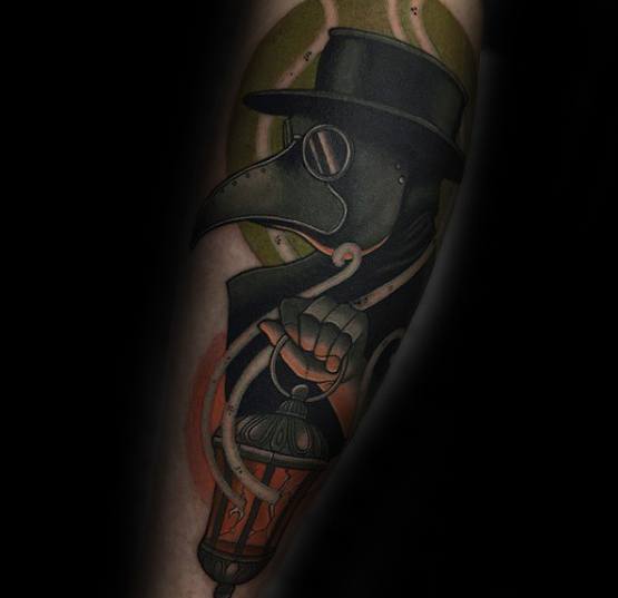 Gentlemens Plague Doctor Tattoo Ideas On Leg