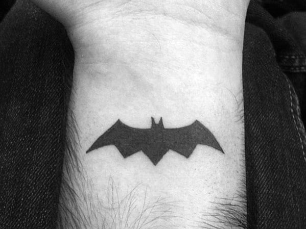 Gentlemens Quarter Sized Batman Symbol Wrist Tattoo Ideas