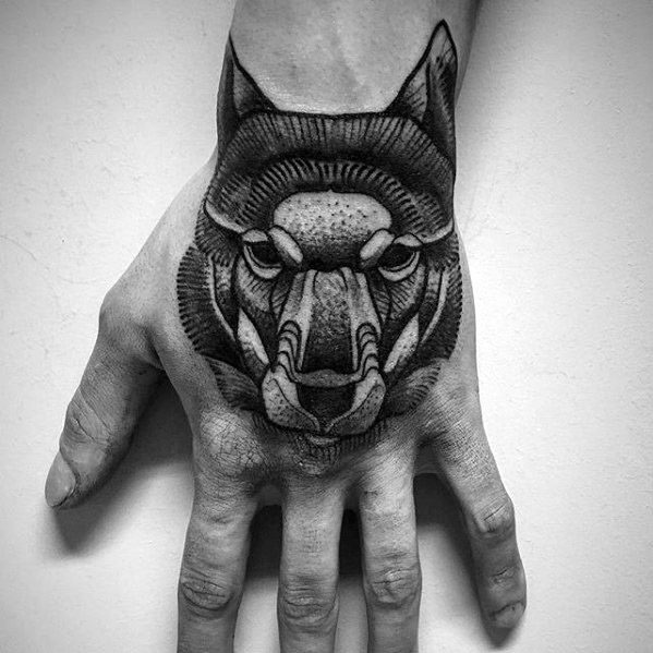 Gentlemens Sick Wolf Tattoo Ideas On Hand