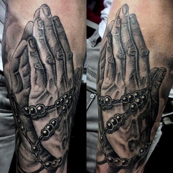 Gentlemens Tattoos Praying Hands Rosary