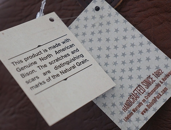 Genuine North American Bison Leather Tag Duluth Pack