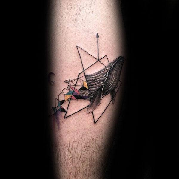 Geometric Abstract Whale Tattoo On Gentleman