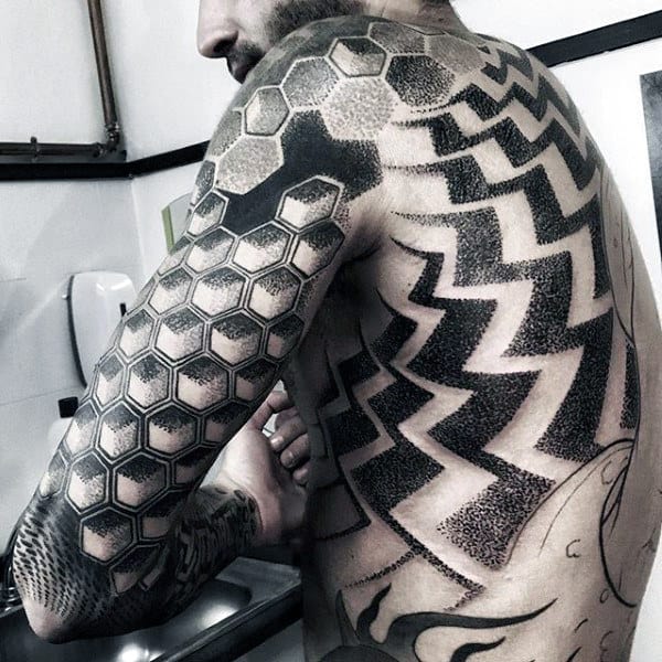 Geometric Amazing Dotwork Tattoos For Men Full Body