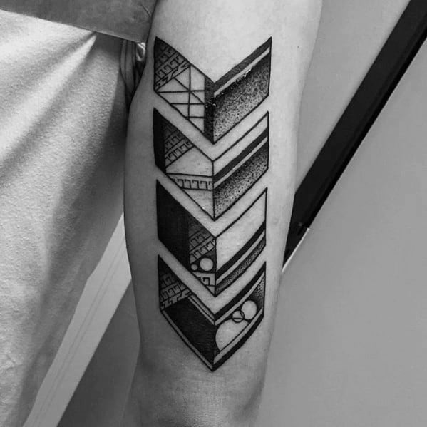 Geometric Arrows Back Of Arm Tattoos For Guys