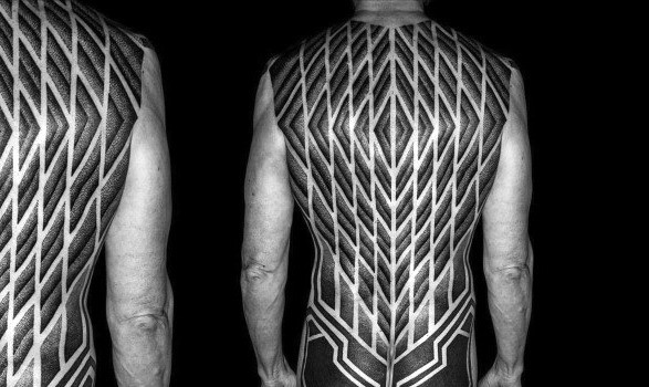 Geometric Back Guys Tattoo Ideas