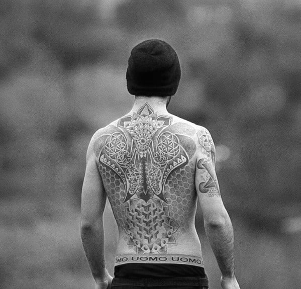 Geometric Back Mens Tattoo Designs