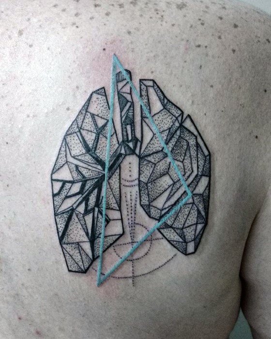 Geometric Back Of Shoulder Blade Guys Lung Tattoo Deisgns
